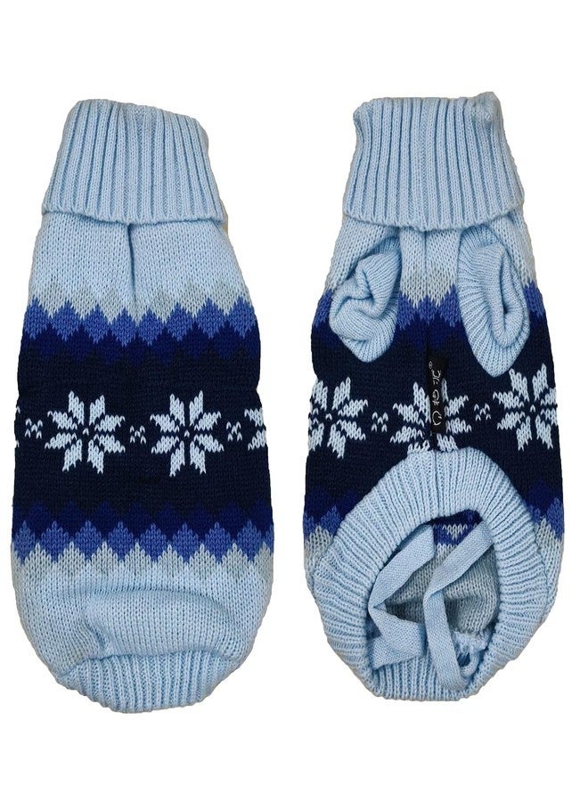 Lulala Cozy Winter Sweater for Dogs - Soft Knit with Snowflake Pattern in Blue, Perfect for Cold Weather